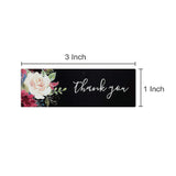 120 Pieces Wrapables Floral Black Thank You Stickers Roll 3x1 Inch