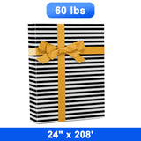 Durable Striped Gift Wrap 24" x 208' Roll 60 lbs