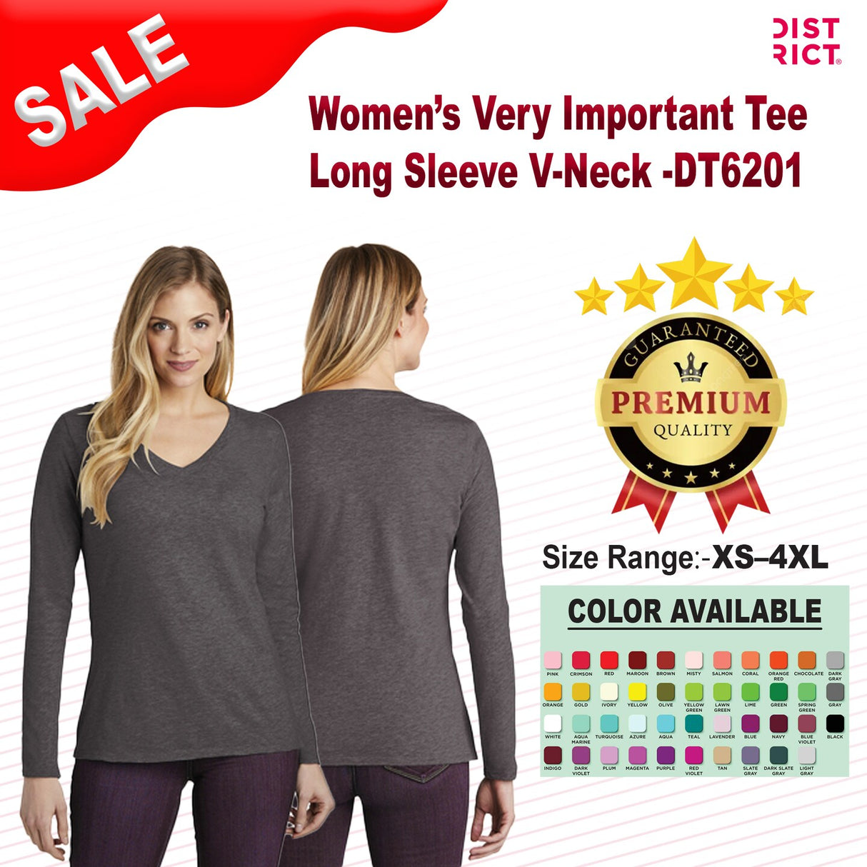 District® Women’s Long Sleeve V-Neck Tee