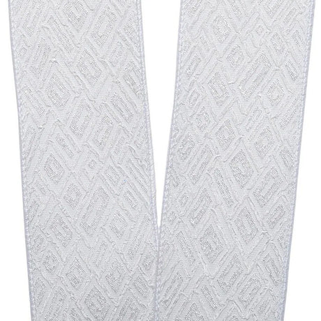 Textured Diamond Block Design Wired Ribbon 2.5" x 10 Yards