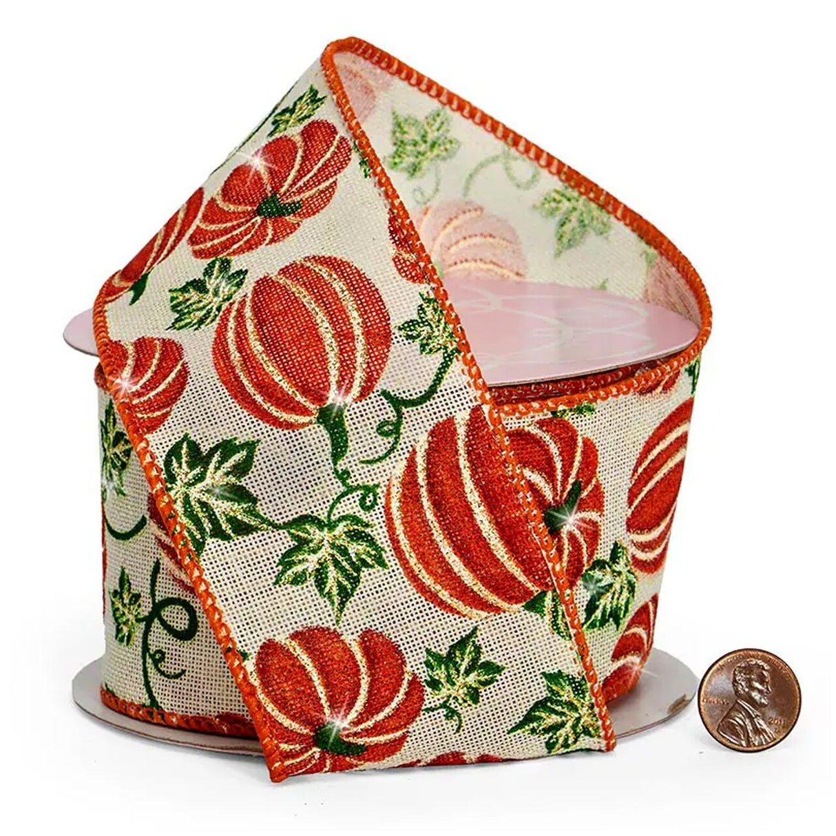 Pumpkin Patch Natural Wired Ribbon 2.5" x 10 Yards
