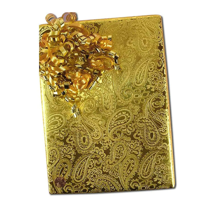 Gold Paisley Embossed Metallic Wrapping Paper 30" x 417" Roll