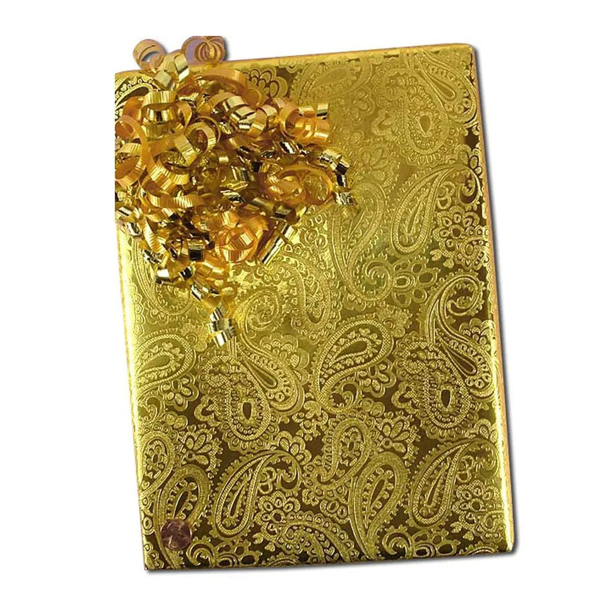 Gold Paisley Embossed Metallic Wrapping Paper 30" x 417" Roll