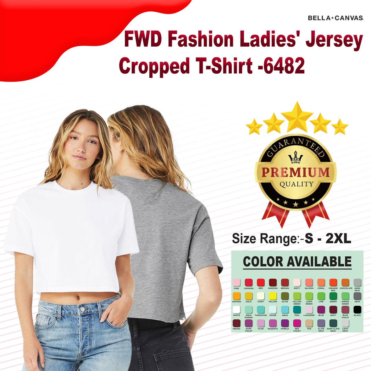 Bella + Canvas® FWD Fashion Ladies Short Sleeve Jersey Cropped T-Shirt