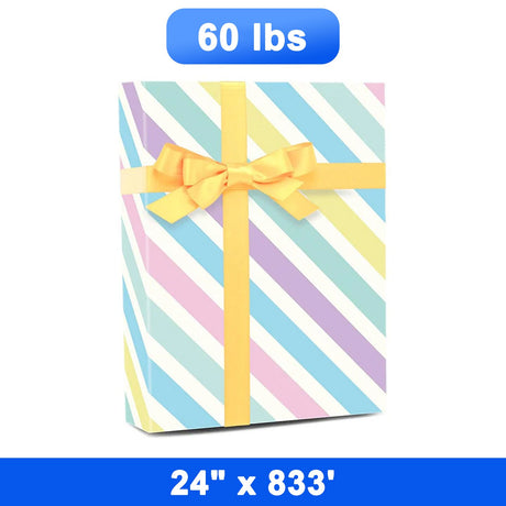 Stylish Striped Wrapping Paper 24" x 833' Roll 60 lbs