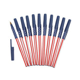 5 3/4" Patriotic USA Flag Stars & Stripes Stick Pens 12 Pc.