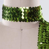 1 Yard Seaweed Green Stretch Sequins Trim Headband Stretch 1 Inch