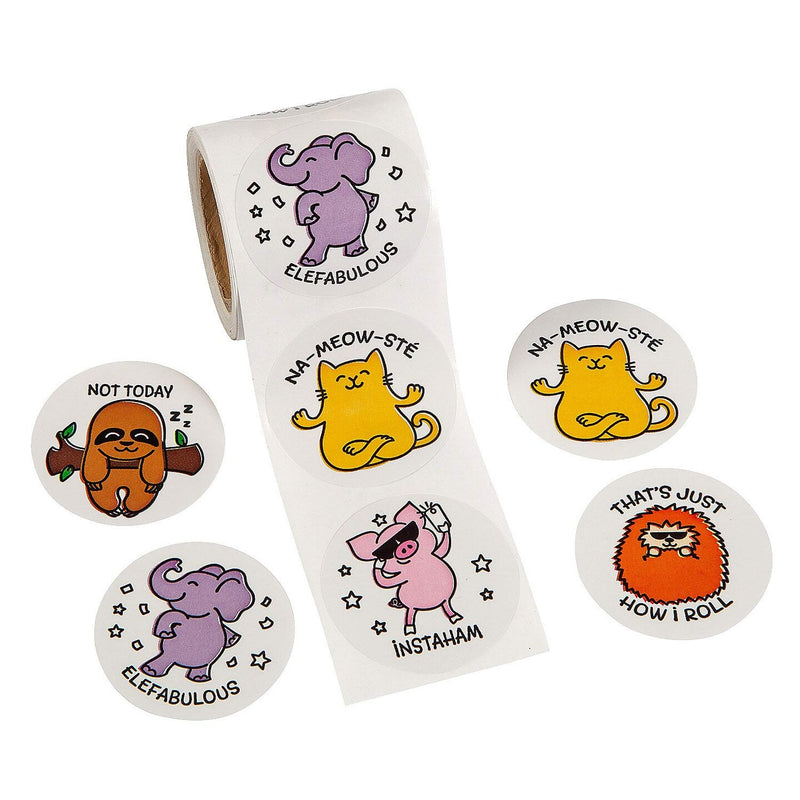 1 1/2" Eccentric Animals Sticker Roll 100 Pieces