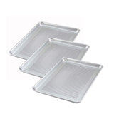 18" L x 13" W Half Size Perforated Sheet Pan 18 Gauge Aluminum Closed Bead Edge