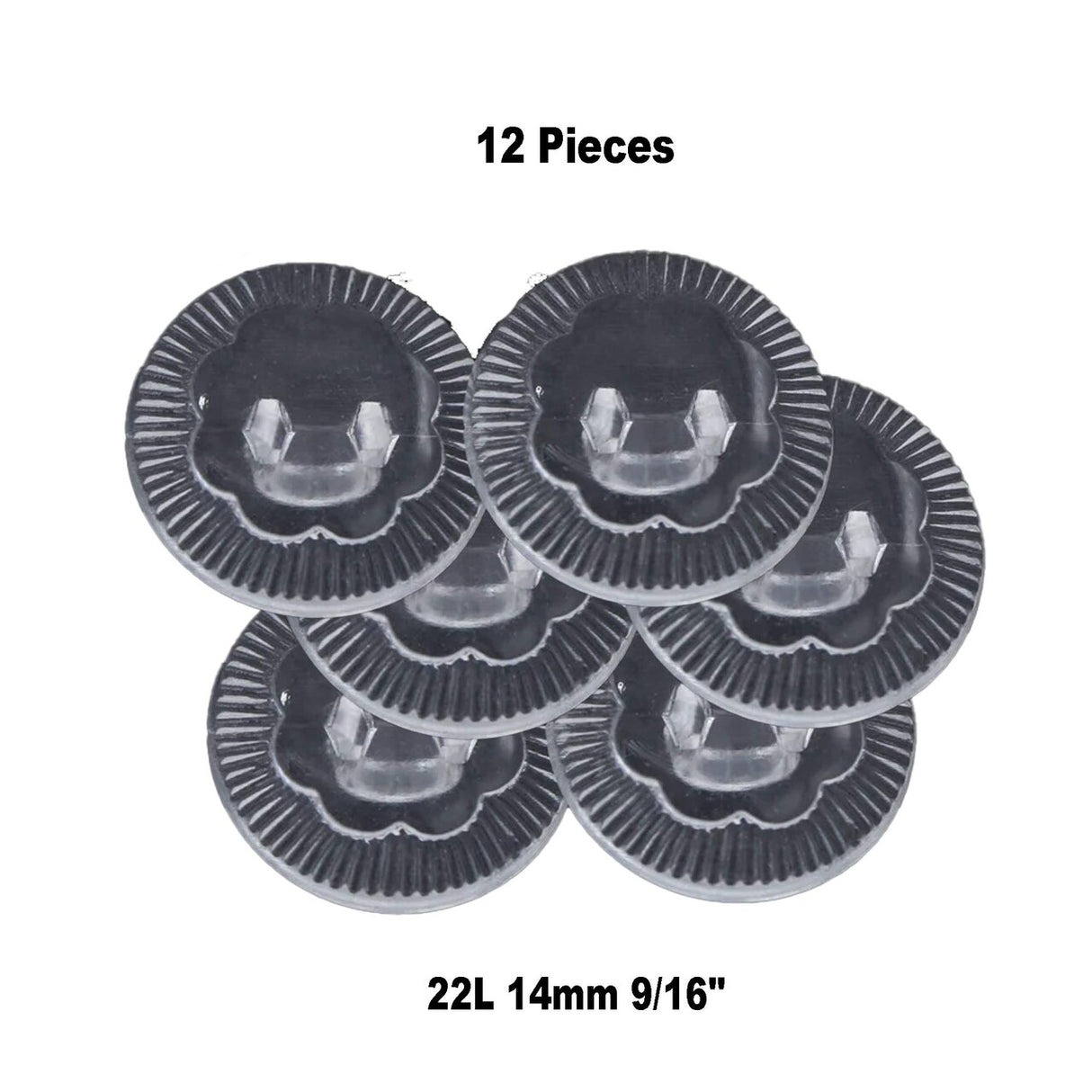 12 Pieces Clear Subtle Flower Design Buttons 9/16 Inch