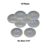 12 Pieces Clear Frosted Gold Glitter Tulip Design Buttons 13/16 Inch