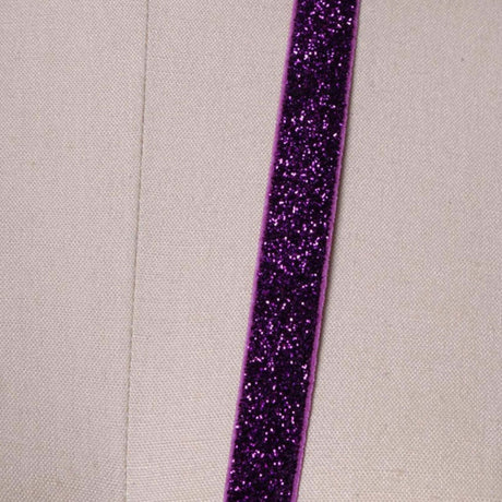 2 Yards Deep Purple Plum Colored Glitter Elastic Trim 5/8"