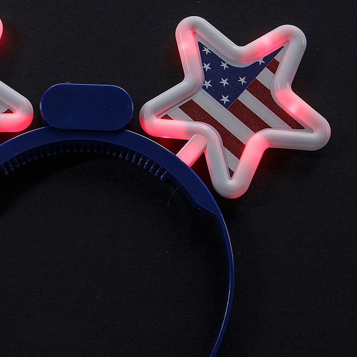 9" circ. Patriotic Red, White & Blue LED Light-Up Star Headbands 6 Pieces