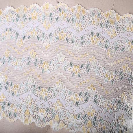 1 Yard 7" Lemony Flowers Stretch Lace Trim Vintage Style Wedding DIY Sewing Decoration