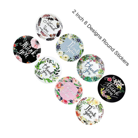 Wrapables 2" Thank You Stickers Roll Sealing Stickers and Labels 500 Pc Nature Bloom