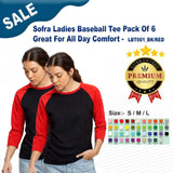 Sofra Ladies Baseball Tee Pack Of 6 Great For All Day Comfort