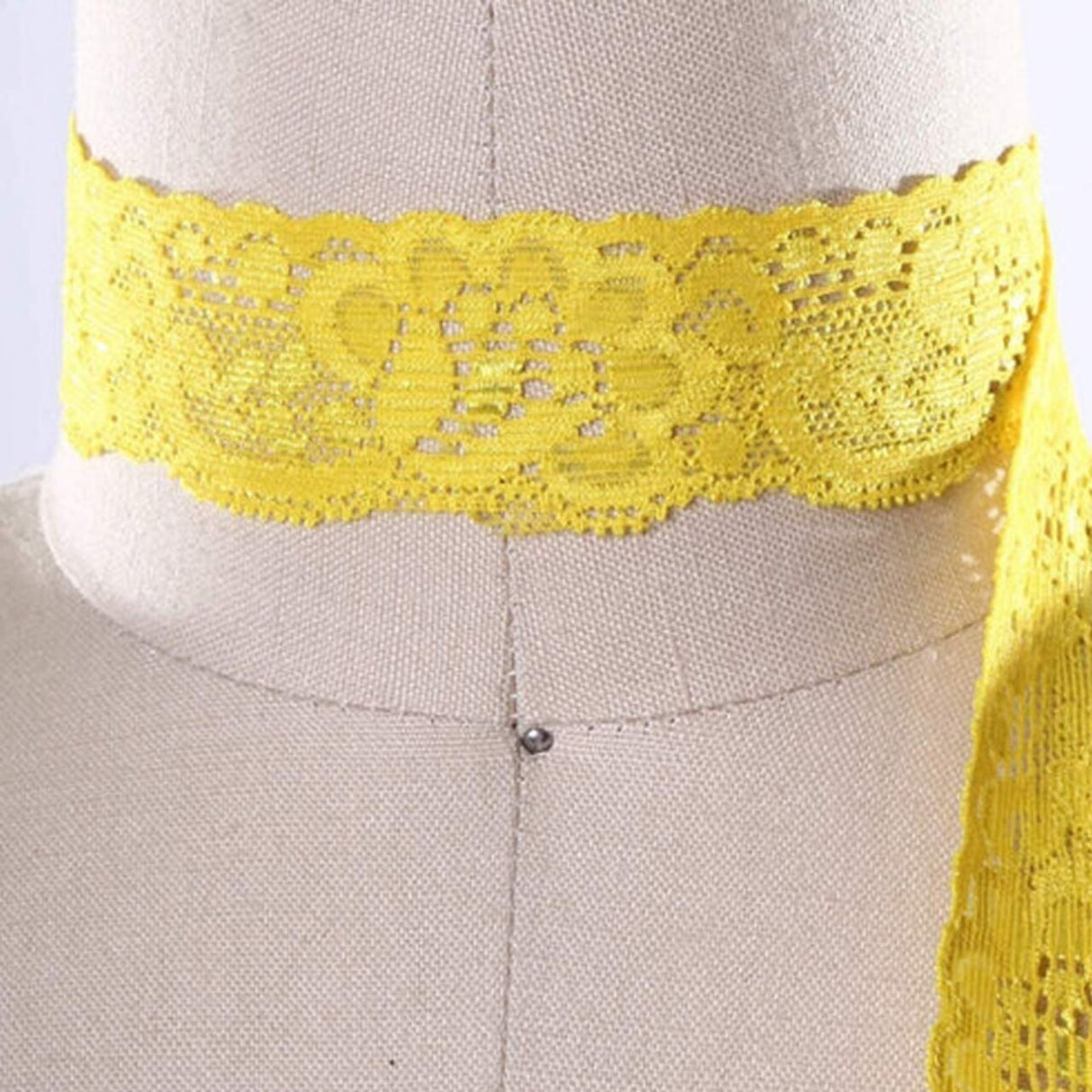 2 Yards Bright Yellow Stretch Lace Trim 1" Narrow Floral Elastic for Lingerie, Crafts & Sewing