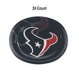 24 Pack 10 Inch NFL Houston Texans Oval Paper Plates Disposable Football Party Supplies