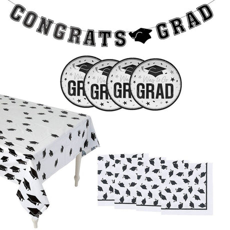 102 Pieces Graduation Party Gold Dessert Disposable Tableware Kit for 50 Guests
