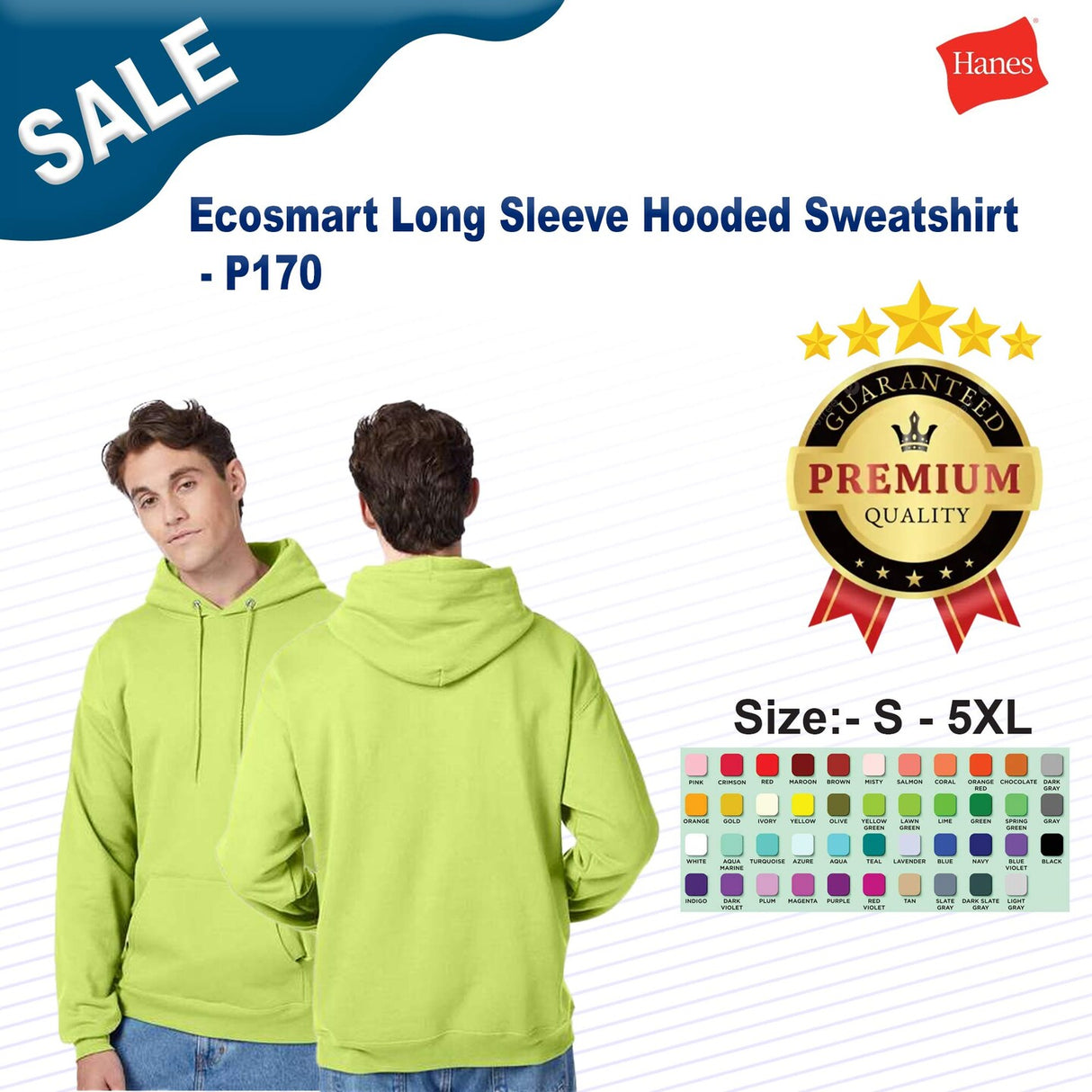 Hanes® Ecosmart Long Sleeve Hooded Sweatshirt