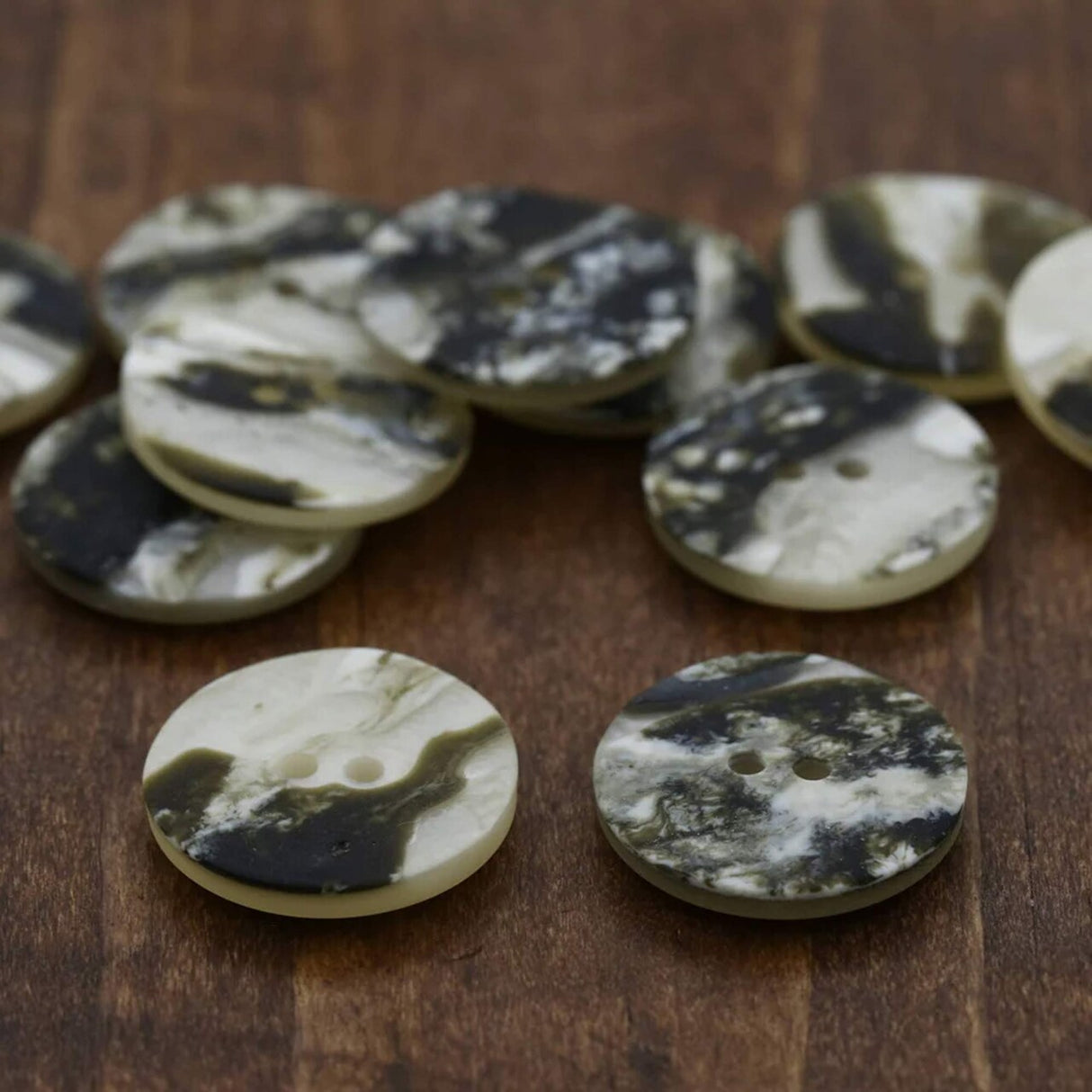 12 Pieces Olive Teal Shell Buttons 23mm 15/16", Faux Rusted Look, 2 Hole Plastic Sewing Buttons