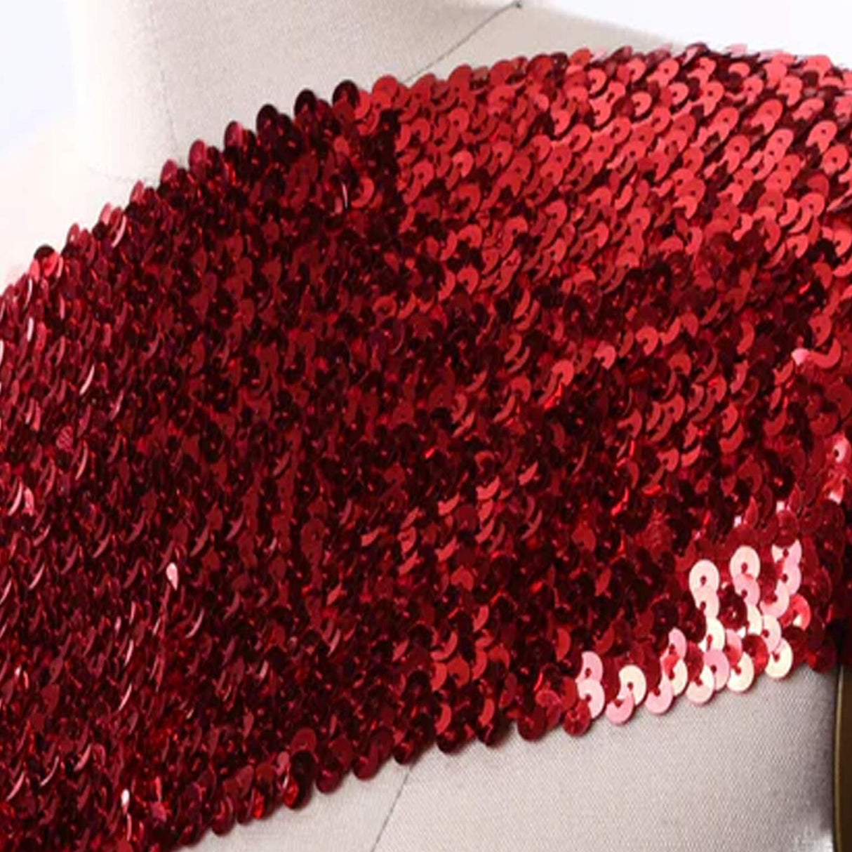 1 Yard Red Large Stretch Sequin Trim