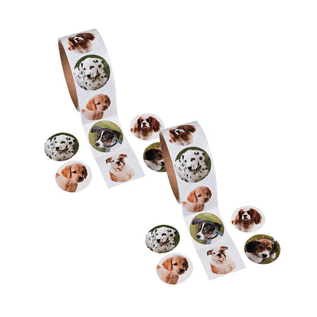 1 1/2" Realistic Dog Photo Paper Sticker Roll 100 Pc