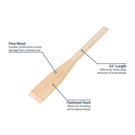 24" Pine Wood Mixing Paddle with Wedged Tip