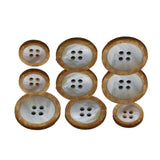 12 Pieces Faux Shell Wood Edge Buttons 23mm 4 Hole Plastic Sewing Buttons