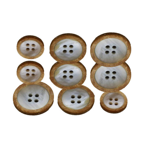 12 Pieces Faux Shell Wood Edge Buttons 23mm 4 Hole Plastic Sewing Buttons