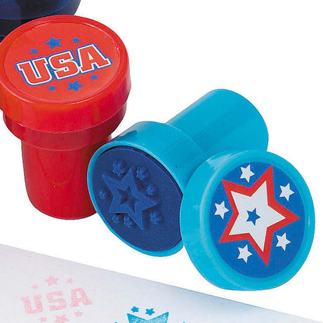 1" x 1 1/2" Mini Patriotic Fireworks & Stars Plastic Stampers