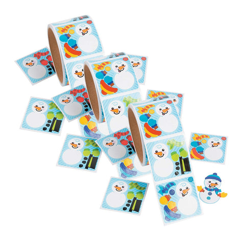 2" x 2" Mini Dress-a-Snowman Paper Sticker Roll 50 Pc