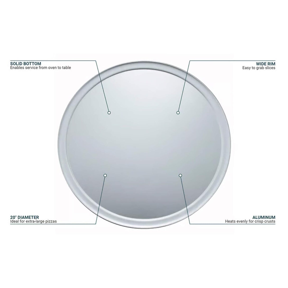 Wide Rim Aluminum Pizza Pan Round 20 Inch