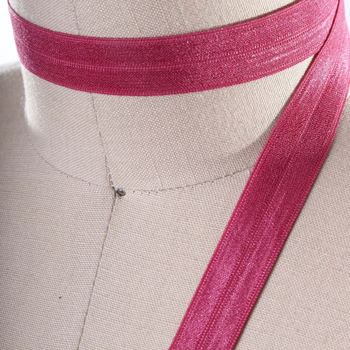 3 Yards Faded Magenta Fold Over Stretch Elastic 5/8" for Face Masks