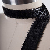 1 Yard 1.5" Black Stretch Elastic Sequin Trim