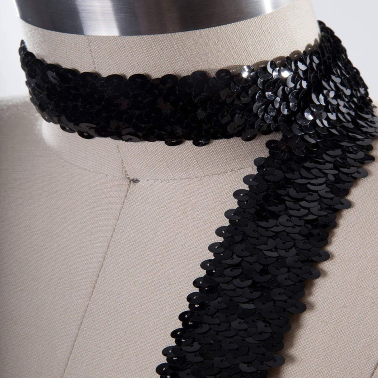1 Yard 2.5" Black Stretch Elastic Sequin Trim