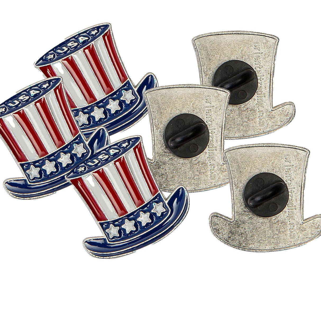 1" Patriotic Uncle Sam Hat-Shaped Metal Pins 12 Pc.
