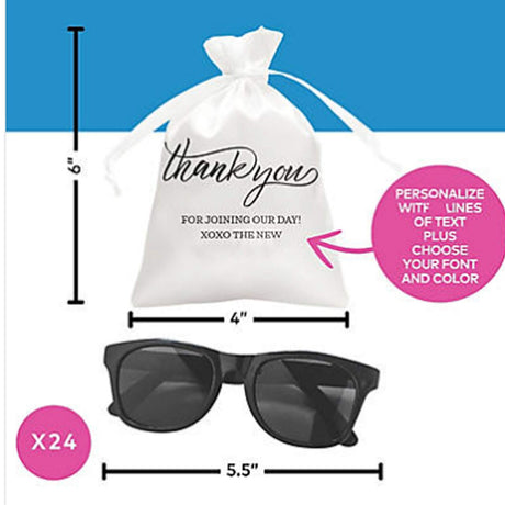 Mini Personalized Thank You Drawstring Bags with Sunglasses Kit for 24