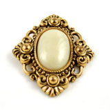 1.75" x 1.5" Small Gothic Antique Gold Ivory Cameo Pendant