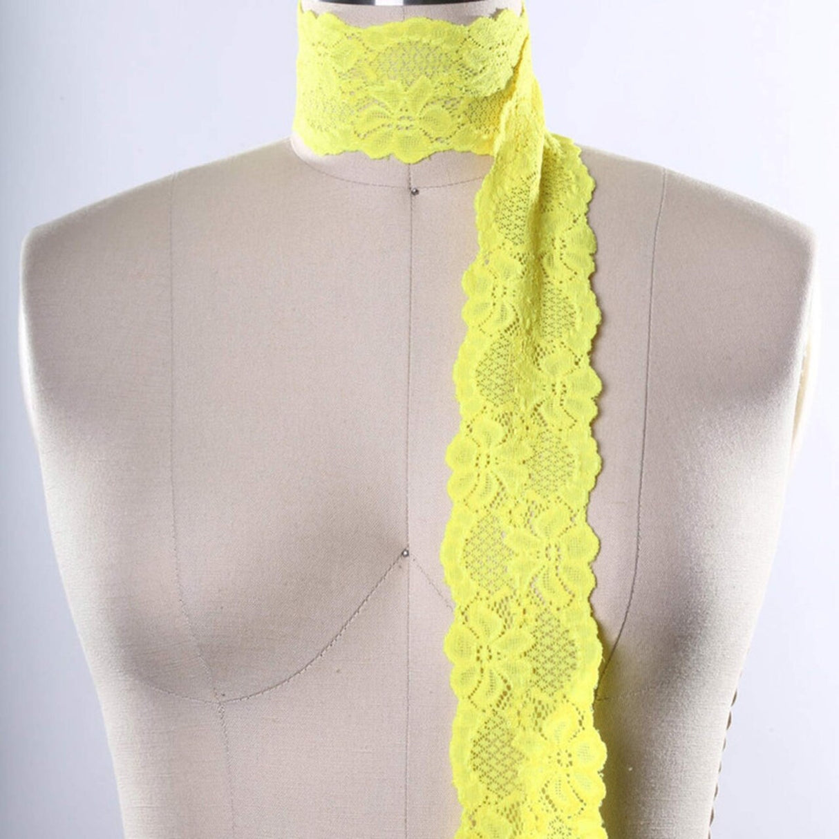 2 Yards Bright Yellow Wide Stretch Lace Trim 2.5" Floral Elastic for Lingerie, Sewing & Crafts