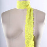 2 Yards Bright Yellow Wide Stretch Lace Trim 2.5" Floral Elastic for Lingerie, Sewing & Crafts