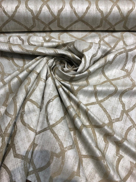 P Kaufmann Zocalo Plaza Latte Latticework Polyester Fabric - Latte Latticework, 57" Width (1 Yard)
