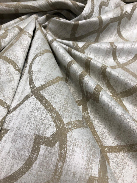 P Kaufmann Zocalo Plaza Latte Latticework Polyester Fabric - Latte Latticework, 57" Width (1 Yard)