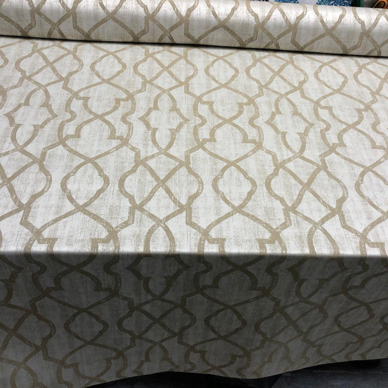 P Kaufmann Zocalo Plaza Latte Latticework Polyester Fabric - Latte Latticework, 57" Width (1 Yard)