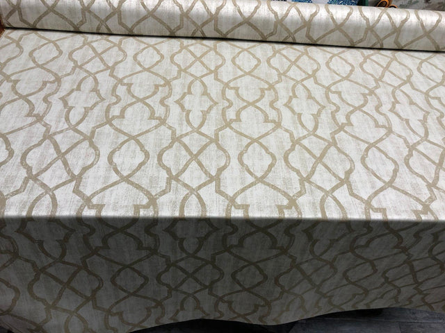 P Kaufmann Zocalo Plaza Latte Latticework Polyester Fabric - Latte Latticework, 57" Width (1 Yard)