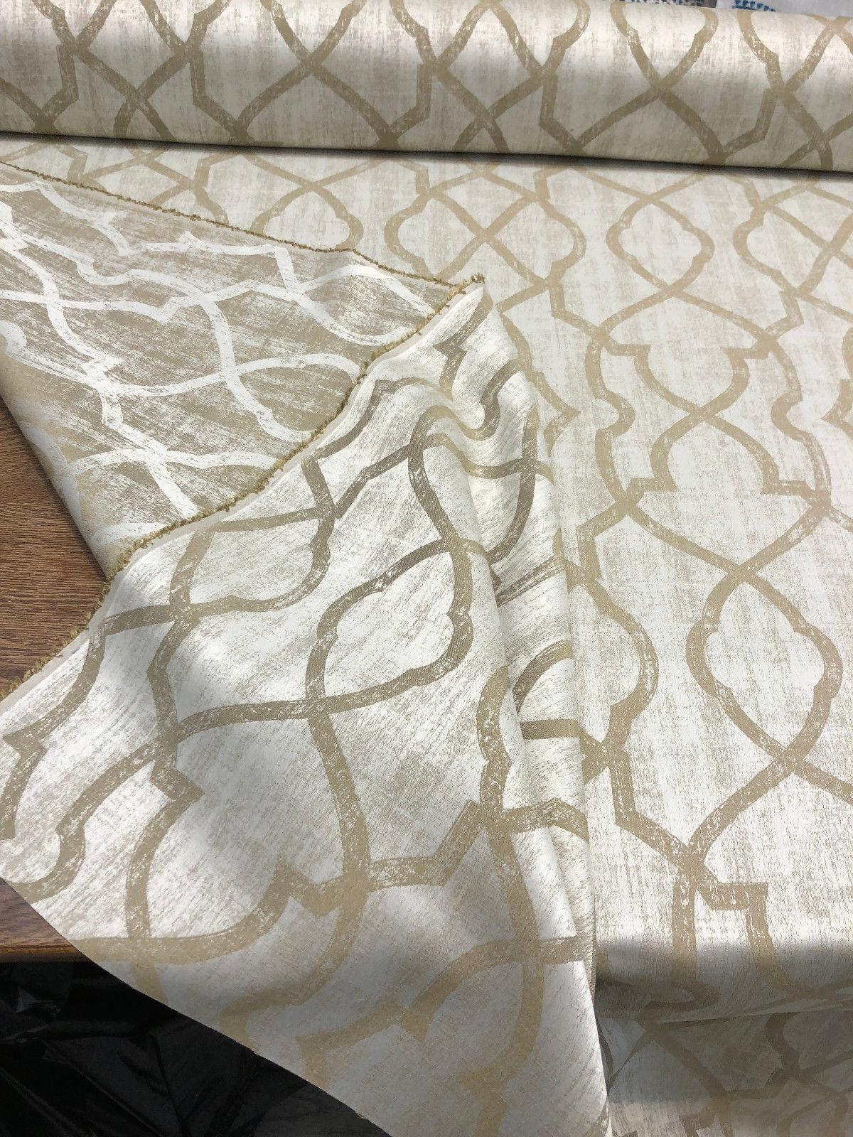 P Kaufmann Zocalo Plaza Latte Latticework Polyester Fabric - Latte Latticework, 57" Width (1 Yard)