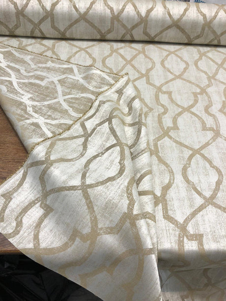 P Kaufmann Zocalo Plaza Latte Latticework Polyester Fabric - Latte Latticework, 57" Width (1 Yard)