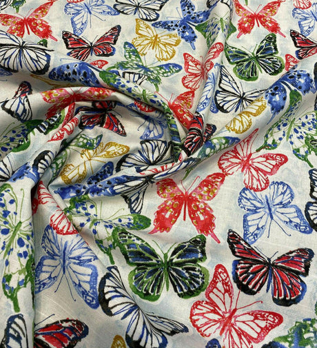 Kelly Ripa Home Social Butterfly Petunia 100 Percent Cotton Fabric - Vibrant Multi Color Butterfly Print, 54" Width (By The Yard)