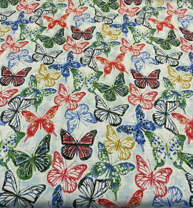 Kelly Ripa Home Social Butterfly Petunia 100 Percent Cotton Fabric - Vibrant Multi Color Butterfly Print, 54" Width (By The Yard)