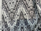Bray Flamestitch Linen Fabric - Black, White, Silver Gray Chevron Pattern, 54" Width (1 Yard)